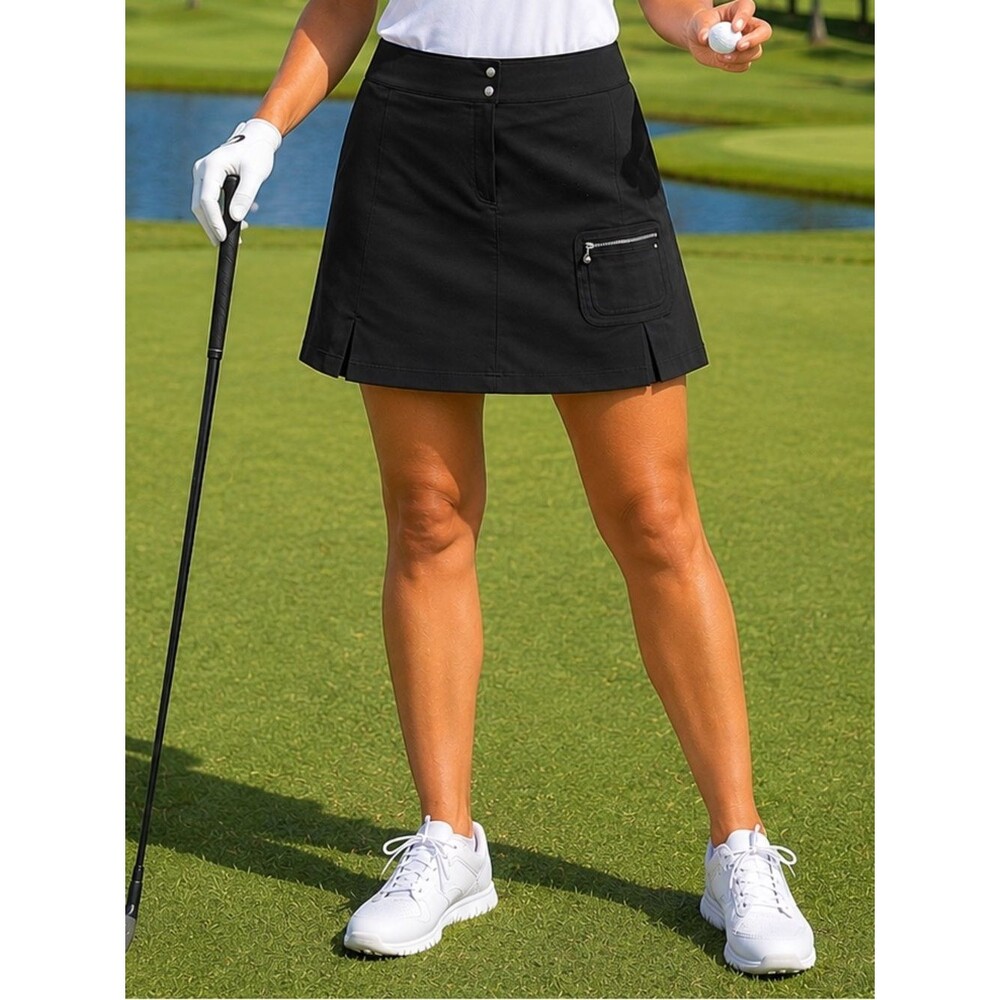 Chico’s Zenergy Golf Skort Womens XL 16 Black Athletic Stretch Tennis Pickleball